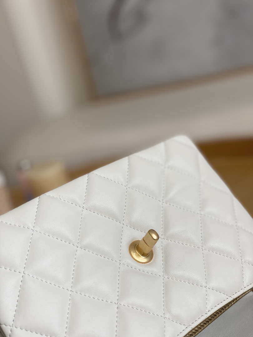 Chanel AS3378 MINI Flap Bag Lambskin White - Default Title - View 7