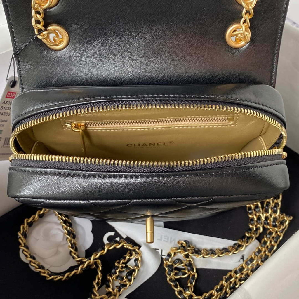 Chanel AS3384 Backpack Chain bag lambskin Black