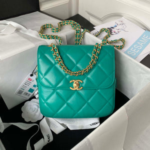 Chanel AS3384 Backpack Chain bag lambskin Green - Default Title - View 1
