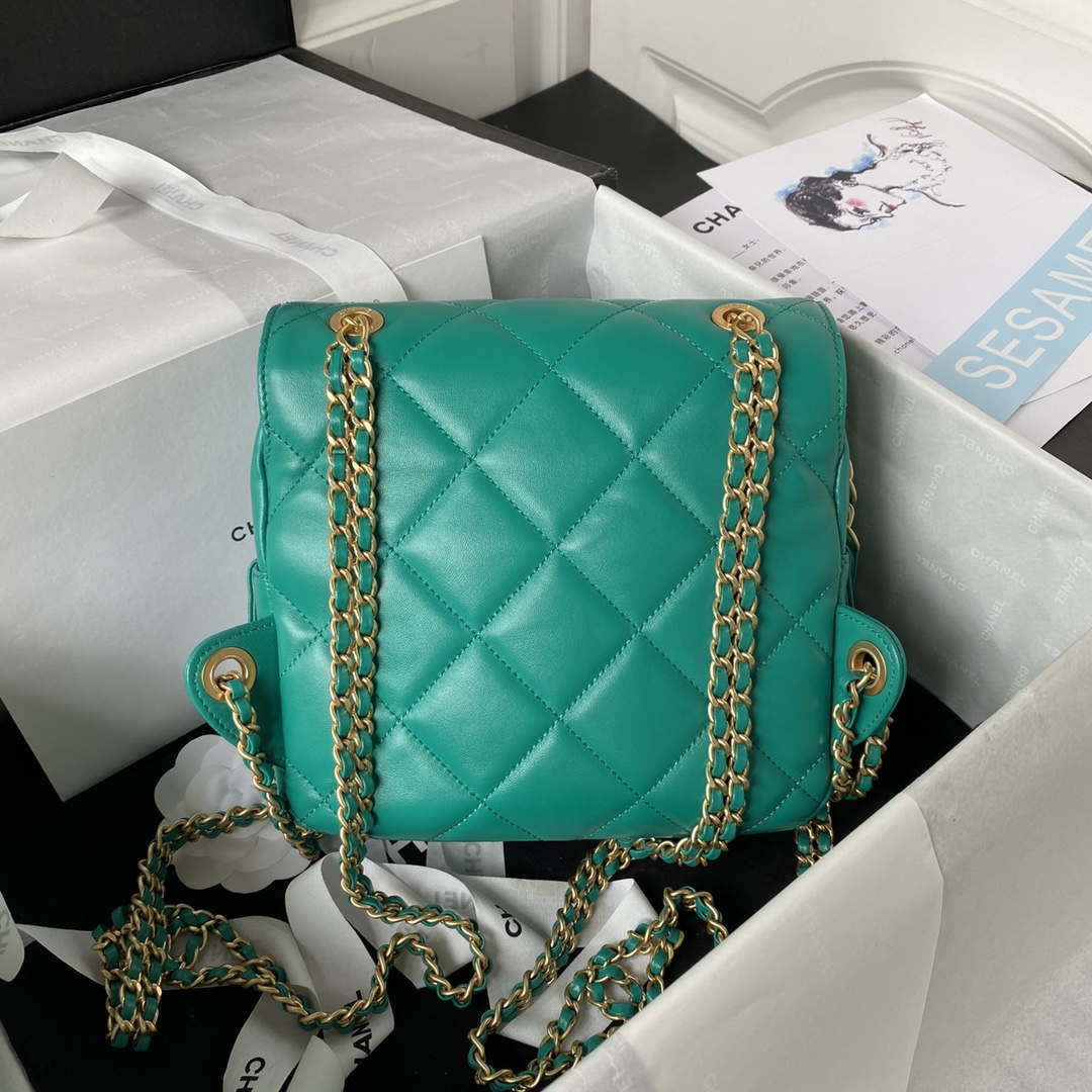 Chanel AS3384 Backpack Chain bag lambskin Green - Default Title - View 2