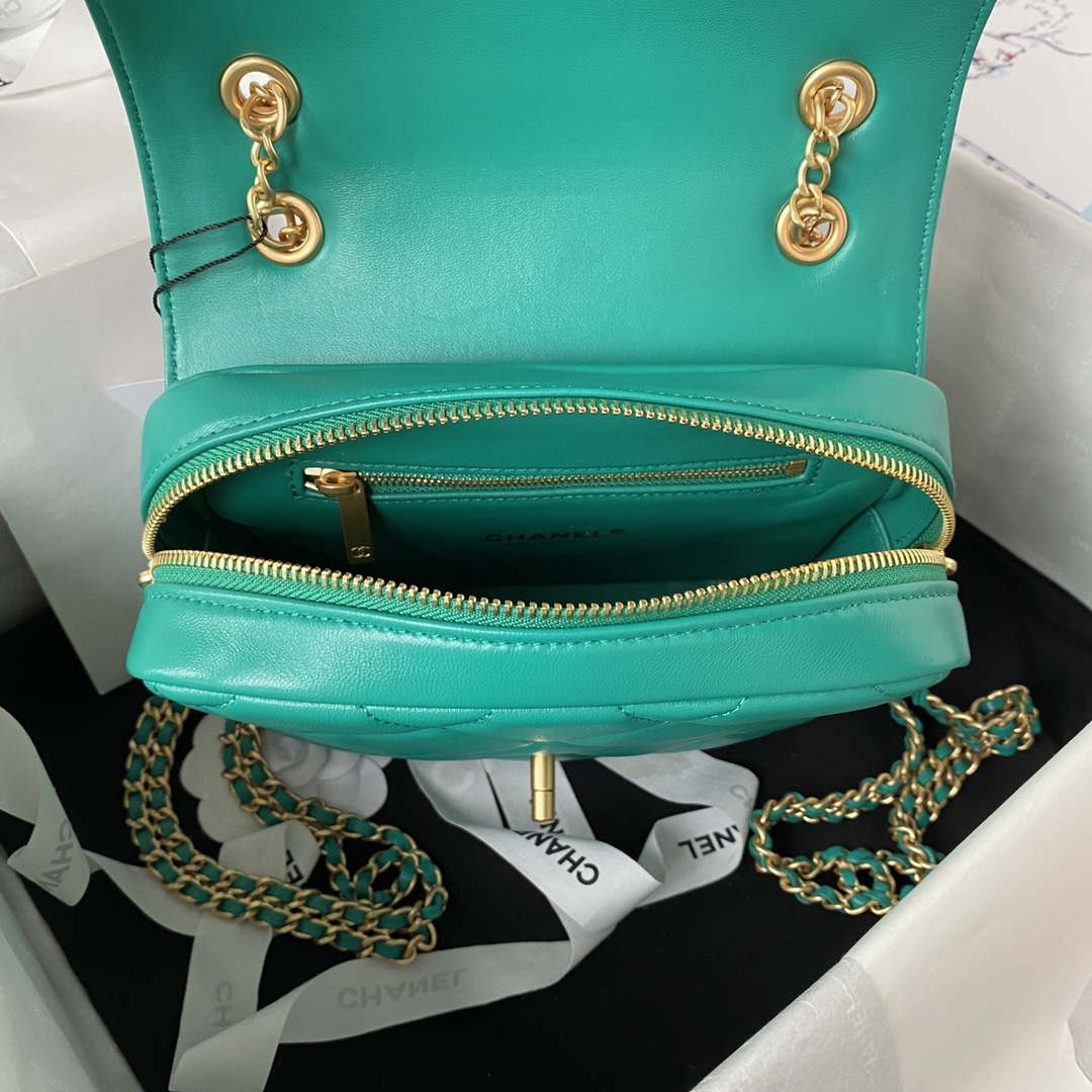 Chanel AS3384 Backpack Chain bag lambskin Green - Default Title - View 7