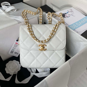 Chanel AS3384 Backpack Chain bag lambskin White - Default Title - View 1