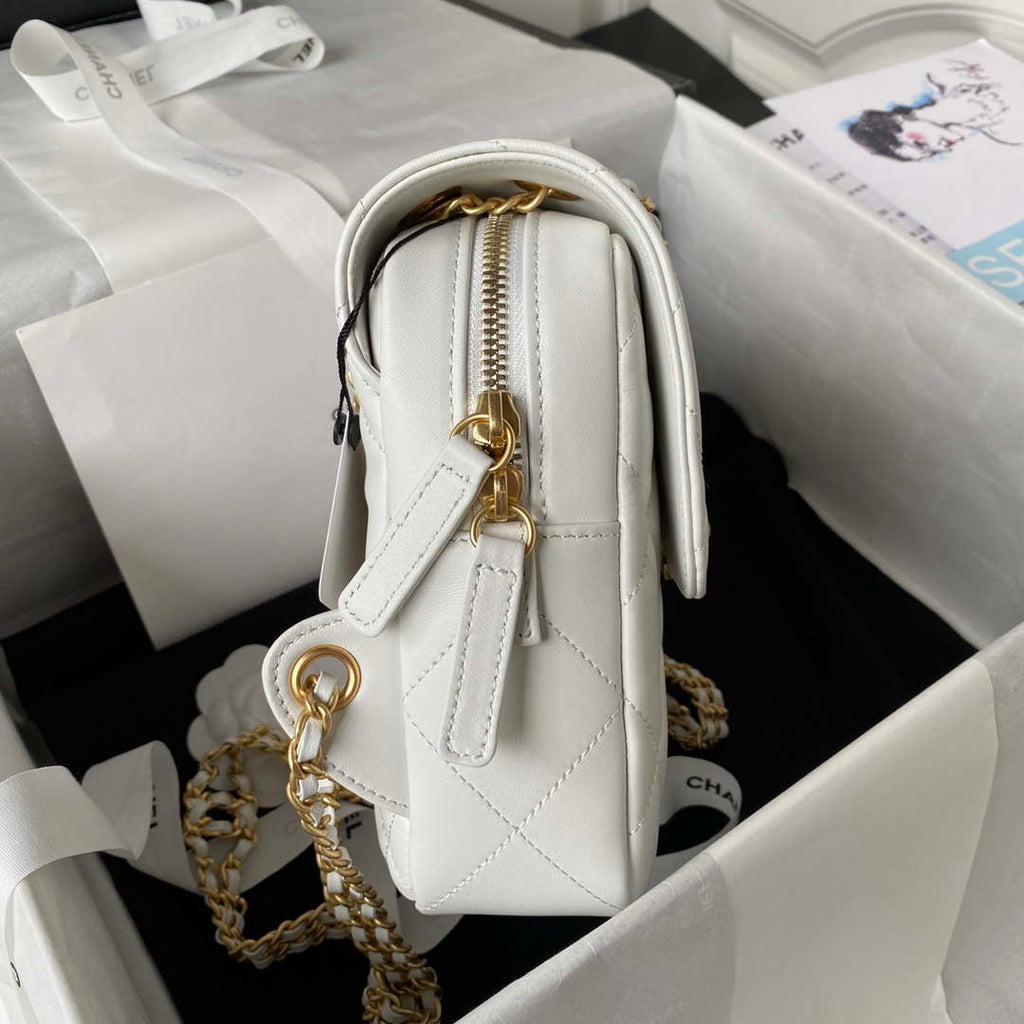 Chanel AS3384 Backpack Chain bag lambskin White