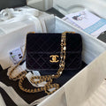 Chanel AS3432 Small Flap Bag Velvet Enamel & Gold-Tone Metal Black - Default Title - View 1