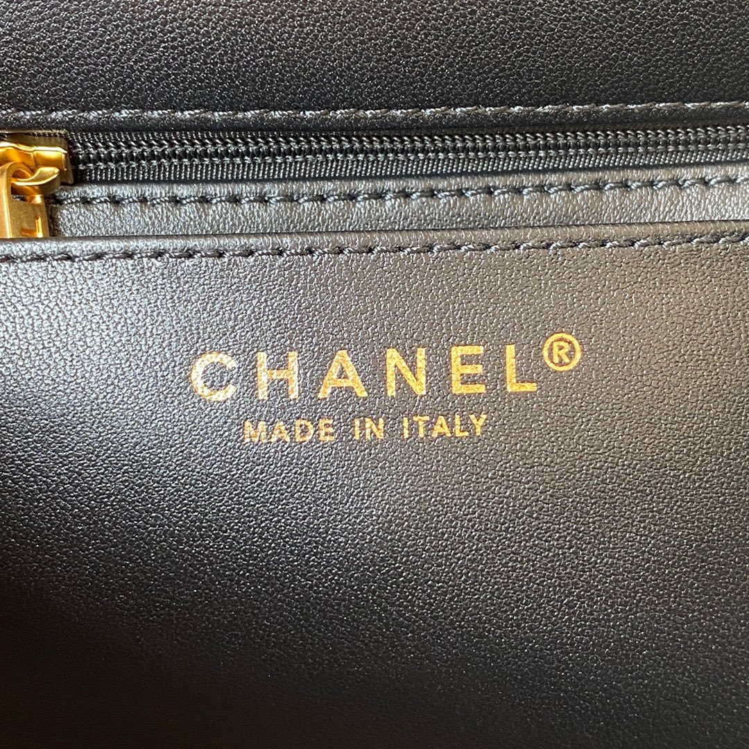 Chanel AS3432 Small Flap Bag Velvet Enamel & Gold-Tone Metal Black