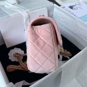 Chanel AS3432 Small Flap Bag Velvet Enamel & Gold-Tone Metal Pink - Default Title - View 5