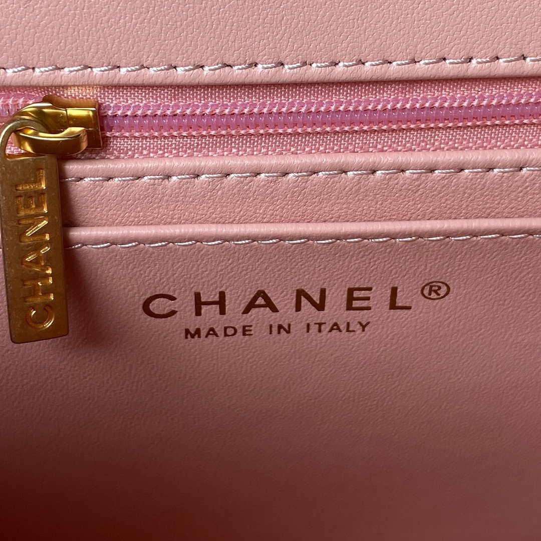 Chanel AS3432 Small Flap Bag Velvet Enamel & Gold-Tone Metal Pink - Default Title - View 8