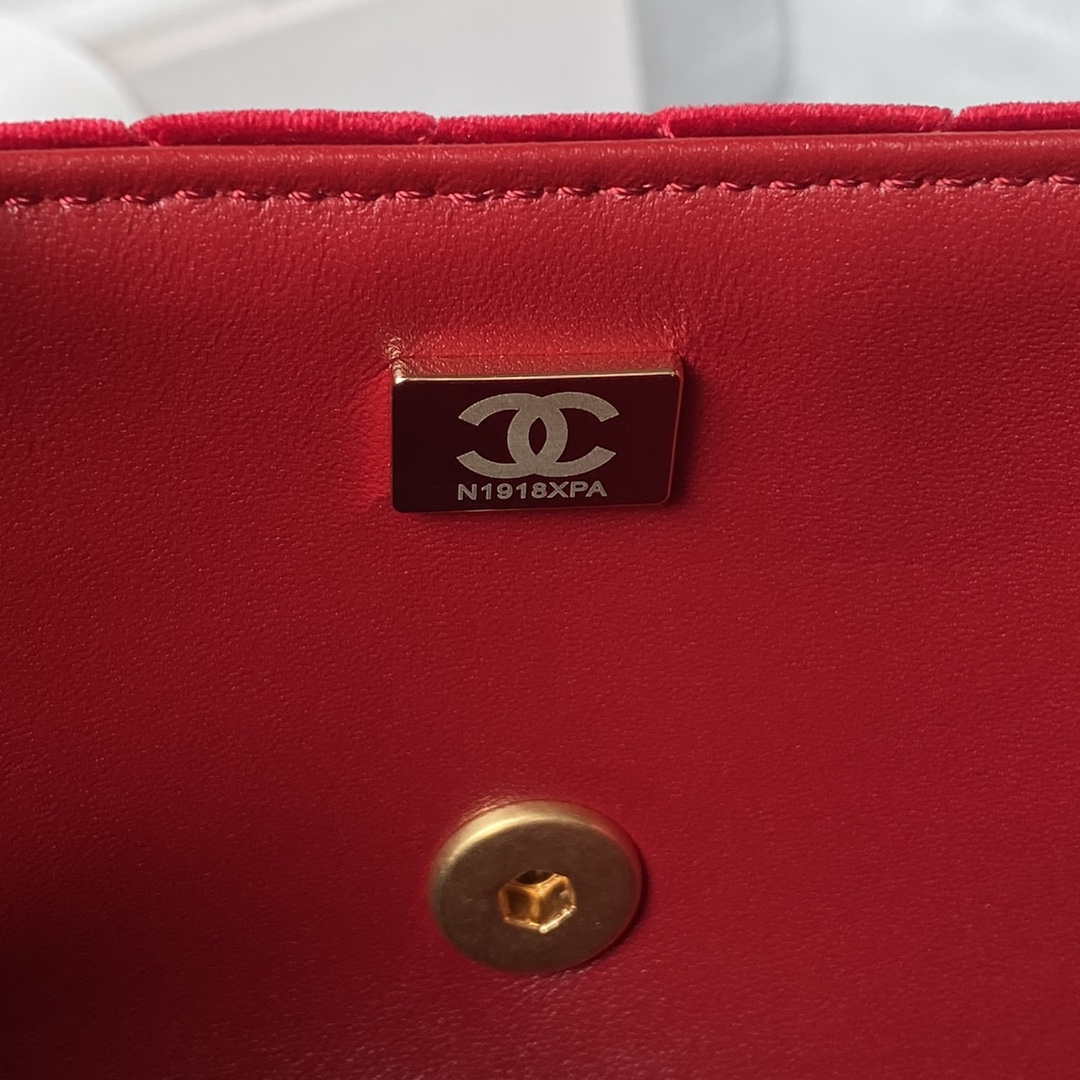 Chanel AS3432 Small Flap Bag Velvet Enamel & Gold-Tone Metal Wine Red - Default Title - View 9