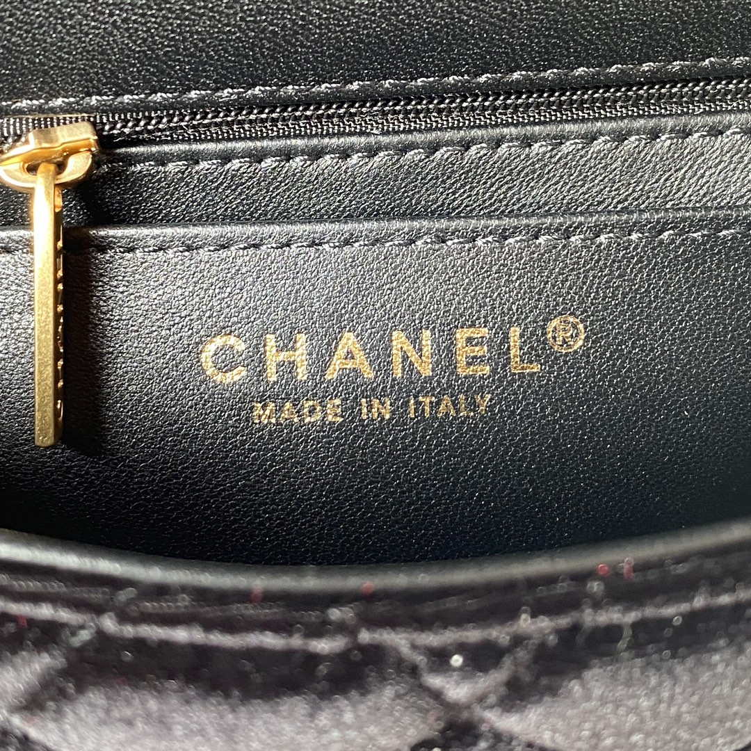 Chanel AS3442 Mini Flap Bag Velvet Enamel & Gold-Tone Metal Black - Default Title - View 8