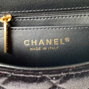 Chanel AS3442 Mini Flap Bag Velvet Enamel & Gold-Tone Metal Black - Default Title - View 8
