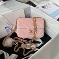 Chanel AS3442 Mini Flap Bag Velvet Enamel & Gold-Tone Metal Pink - Default Title - View 1