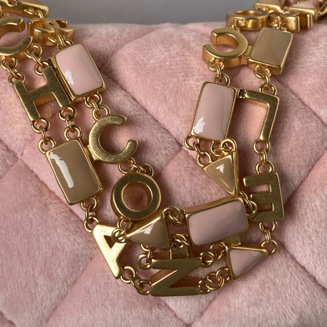 Chanel AS3442 Mini Flap Bag Velvet Enamel & Gold-Tone Metal Pink - Default Title - View 4