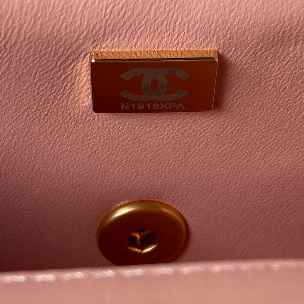 Chanel AS3442 Mini Flap Bag Velvet Enamel & Gold-Tone Metal Pink