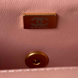 Chanel AS3442 Mini Flap Bag Velvet Enamel & Gold-Tone Metal Pink - Default Title - View 8
