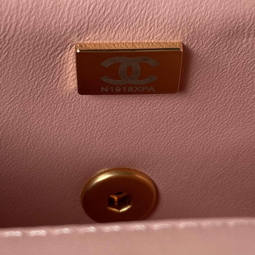 Chanel AS3442 Mini Flap Bag Velvet Enamel & Gold-Tone Metal Pink