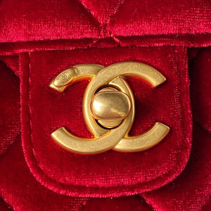 Chanel AS3442 Mini Flap Bag Velvet Enamel & Gold-Tone Metal Wine Red - Default Title - View 3