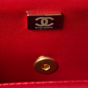 Chanel AS3442 Mini Flap Bag Velvet Enamel & Gold-Tone Metal Wine Red - Default Title - View 9