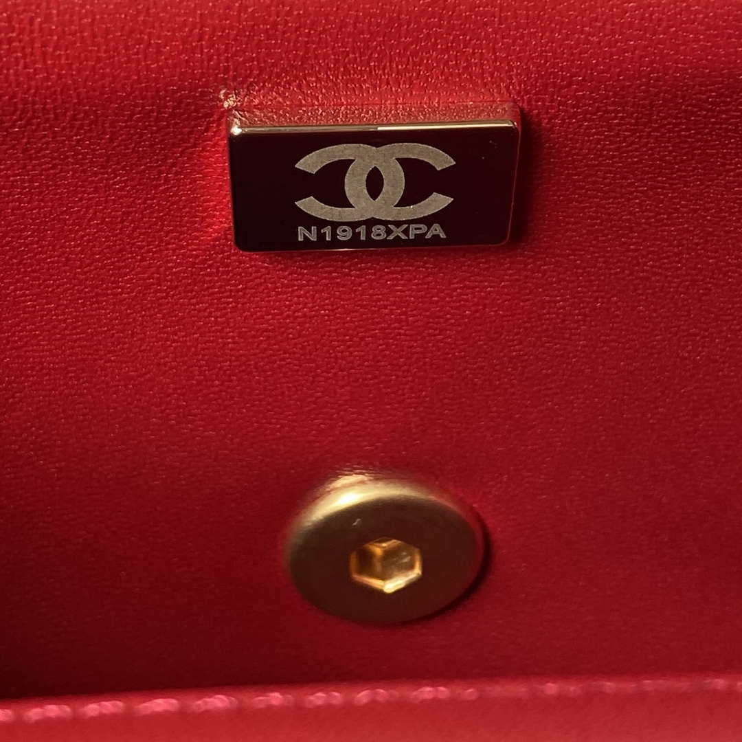 Chanel AS3442 Mini Flap Bag Velvet Enamel & Gold-Tone Metal Wine Red