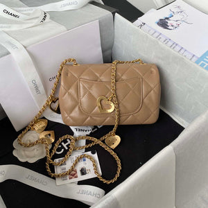 Chanel AS3456 Mini Flap Bag Lambskin & Gold-Tone Metal Apricot - Default Title - View 2