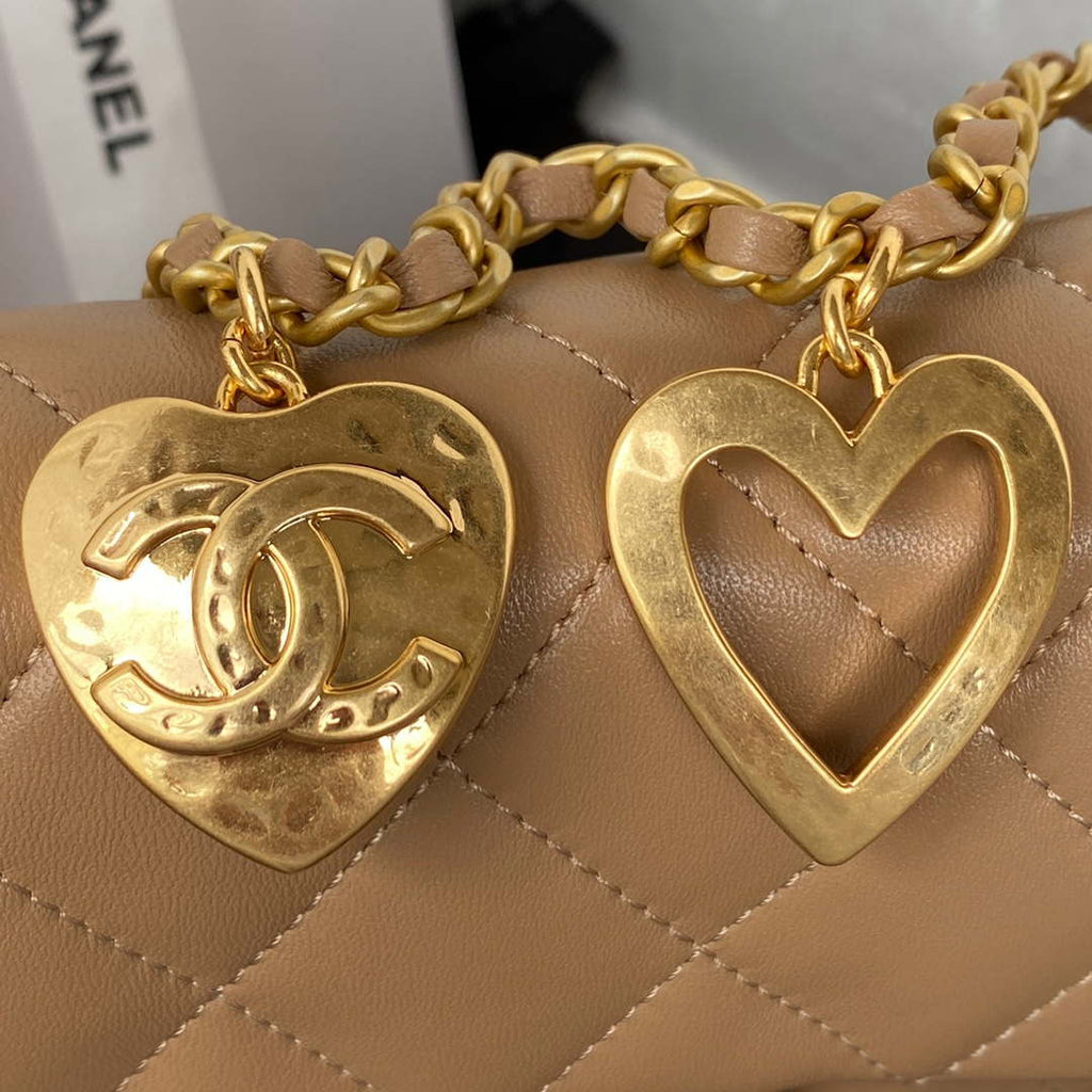 Chanel AS3456 Mini Flap Bag Lambskin & Gold-Tone Metal Apricot
