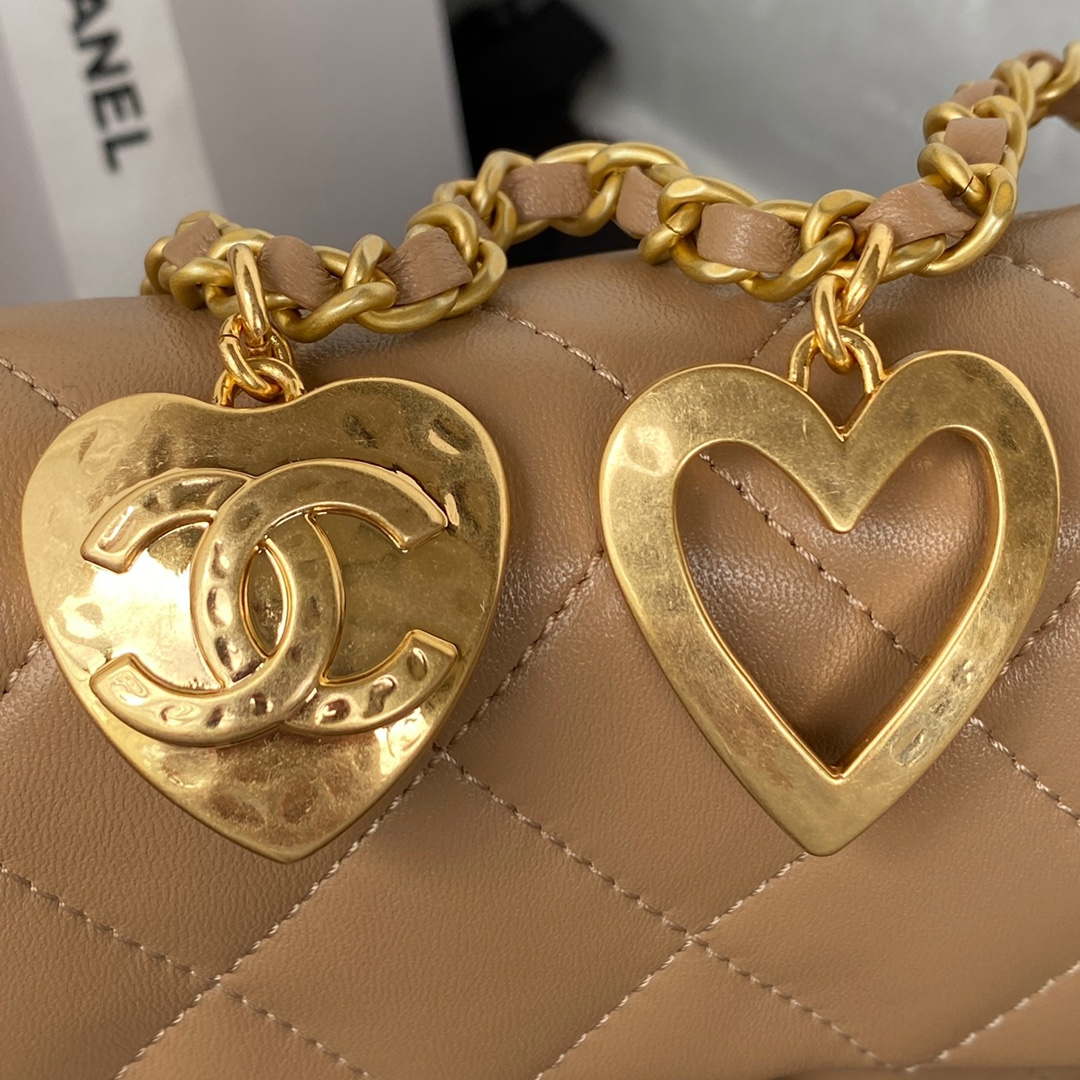 Chanel AS3456 Mini Flap Bag Lambskin & Gold-Tone Metal Apricot