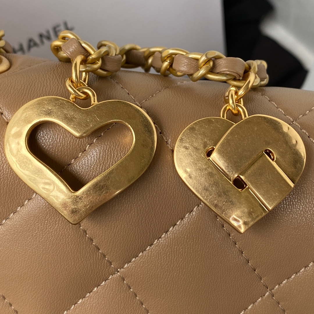 Chanel AS3456 Mini Flap Bag Lambskin & Gold-Tone Metal Apricot - Default Title - View 5