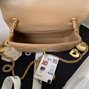 Chanel AS3456 Mini Flap Bag Lambskin & Gold-Tone Metal Apricot - Default Title - View 7