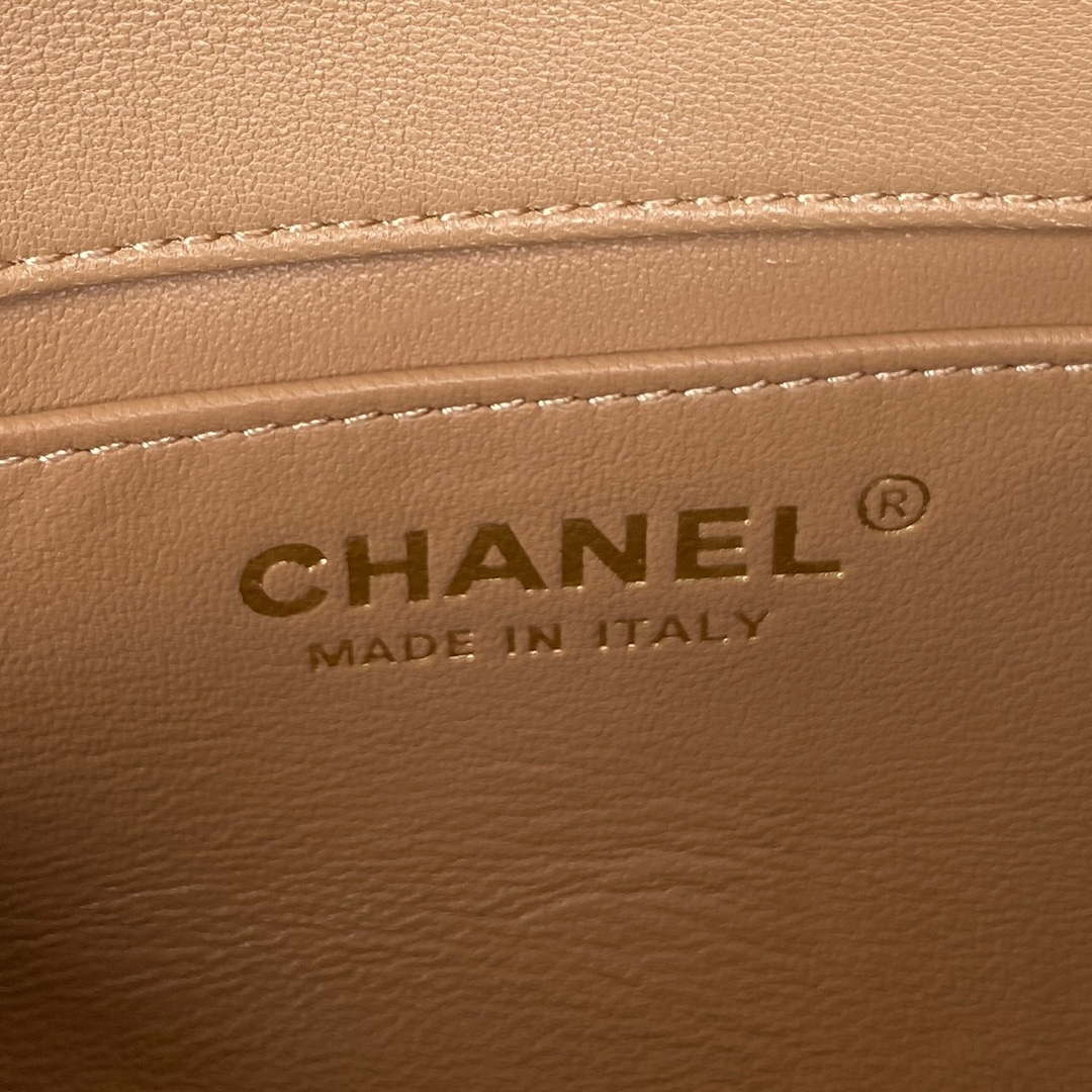 Chanel AS3456 Mini Flap Bag Lambskin & Gold-Tone Metal Apricot - Default Title - View 8