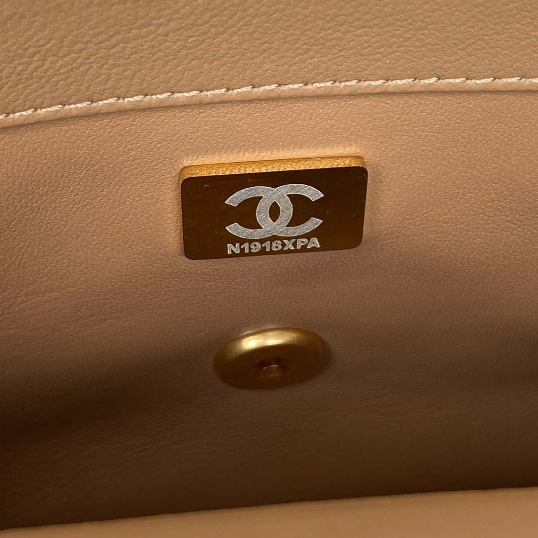 Chanel AS3456 Mini Flap Bag Lambskin & Gold-Tone Metal Apricot - Default Title - View 9