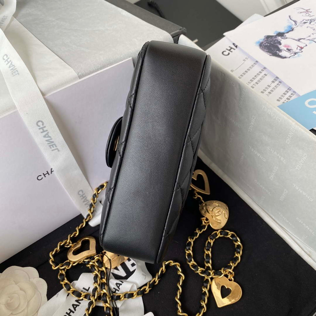 Chanel AS3456 Mini Flap Bag Lambskin & Gold-Tone Metal Black