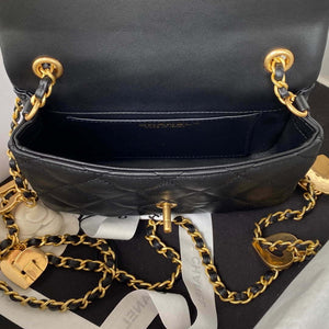 Chanel AS3456 Mini Flap Bag Lambskin & Gold-Tone Metal Black - Default Title - View 7