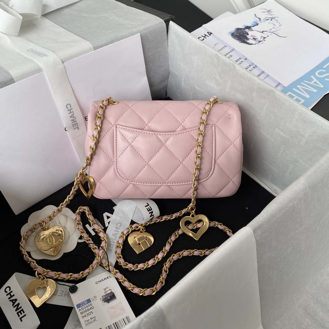 Chanel AS3456 Mini Flap Bag Lambskin & Gold-Tone Metal Pink - Default Title - View 2