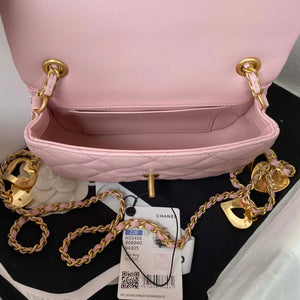 Chanel AS3456 Mini Flap Bag Lambskin & Gold-Tone Metal Pink - Default Title - View 7
