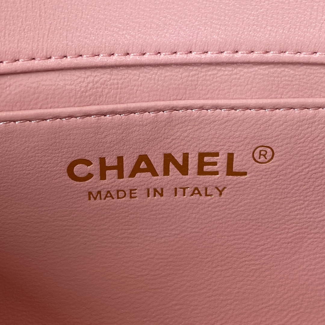 Chanel AS3456 Mini Flap Bag Lambskin & Gold-Tone Metal Pink