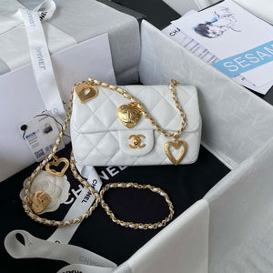 Chanel AS3456 Mini Flap Bag Lambskin & Gold-Tone Metal White - Default Title - View 1