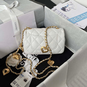 Chanel AS3456 Mini Flap Bag Lambskin & Gold-Tone Metal White - Default Title - View 2