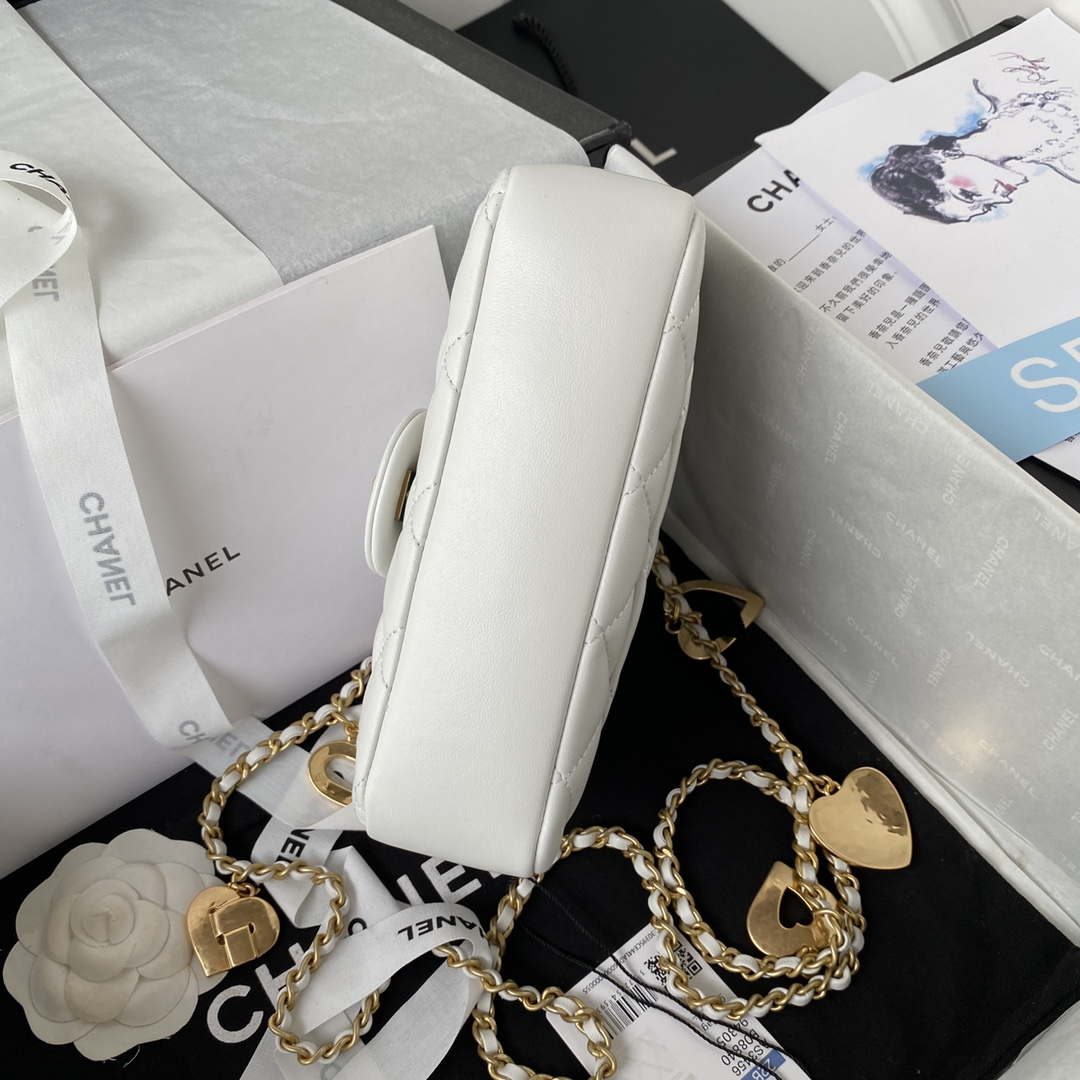 Chanel AS3456 Mini Flap Bag Lambskin & Gold-Tone Metal White - Default Title - View 5