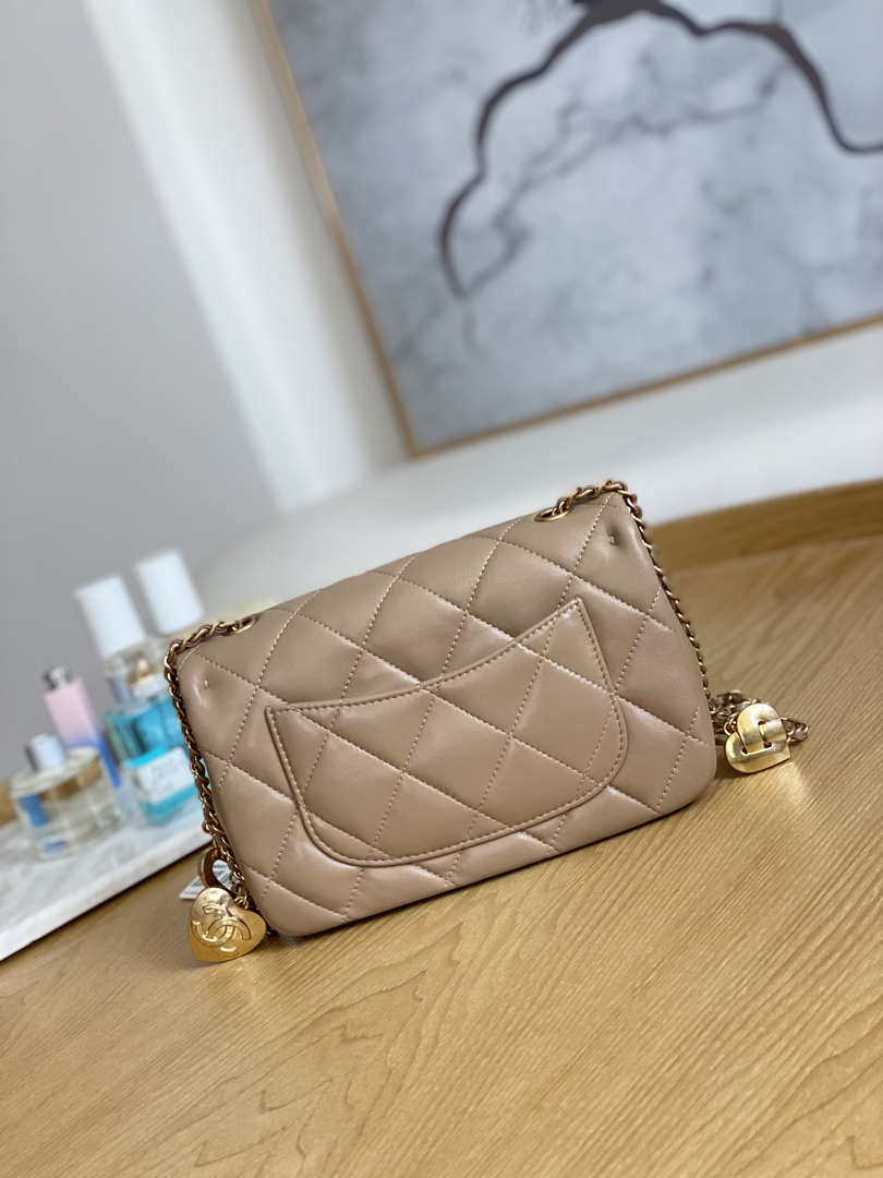 Chanel AS3457 Mini Flap Bag Lambskin & Gold-Tone Metal Apricot