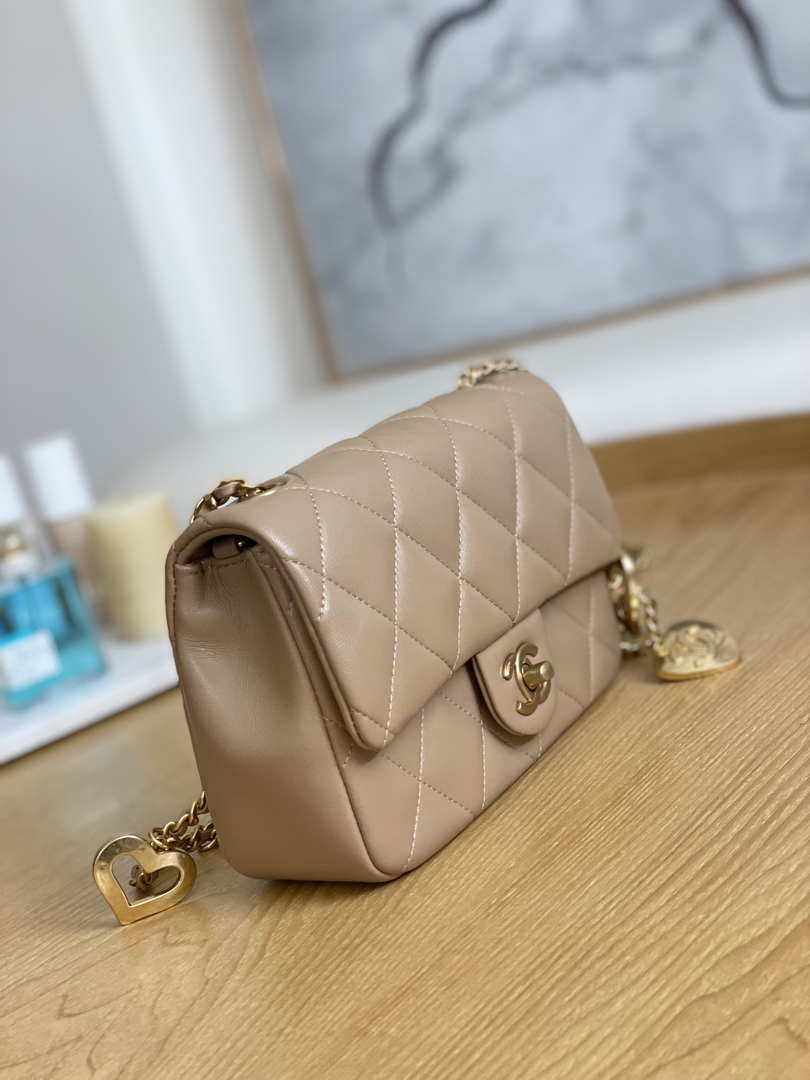 Chanel AS3457 Mini Flap Bag Lambskin & Gold-Tone Metal Apricot
