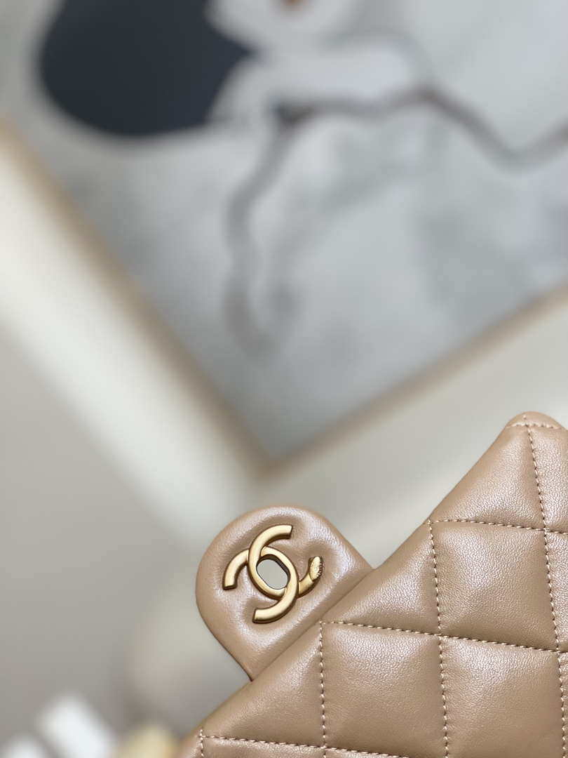 Chanel AS3457 Mini Flap Bag Lambskin & Gold-Tone Metal Apricot