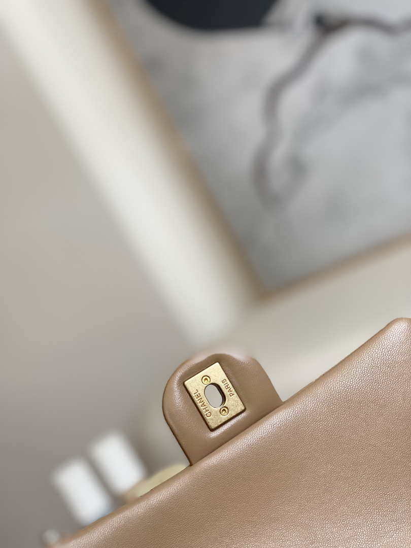 Chanel AS3457 Mini Flap Bag Lambskin & Gold-Tone Metal Apricot