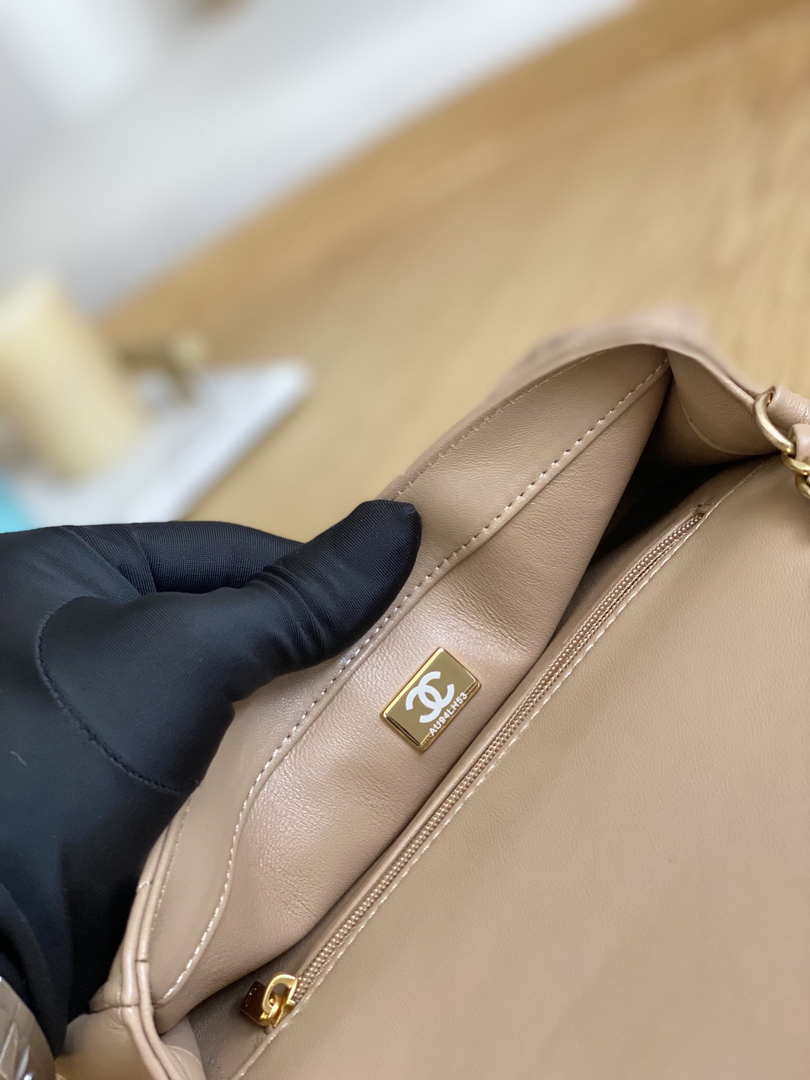 Chanel AS3457 Mini Flap Bag Lambskin & Gold-Tone Metal Apricot