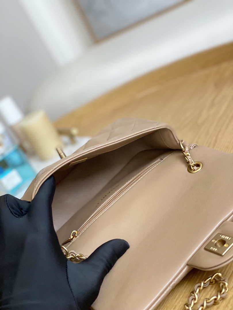 Chanel AS3457 Mini Flap Bag Lambskin & Gold-Tone Metal Apricot