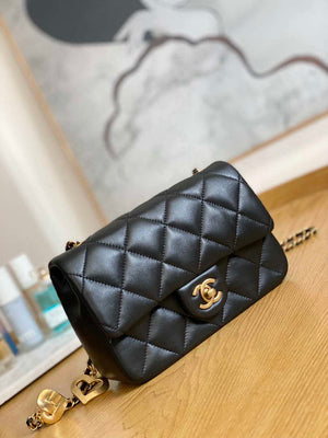 Chanel AS3457 Mini Flap Bag Lambskin & Gold-Tone Metal Black - Default Title - View 3