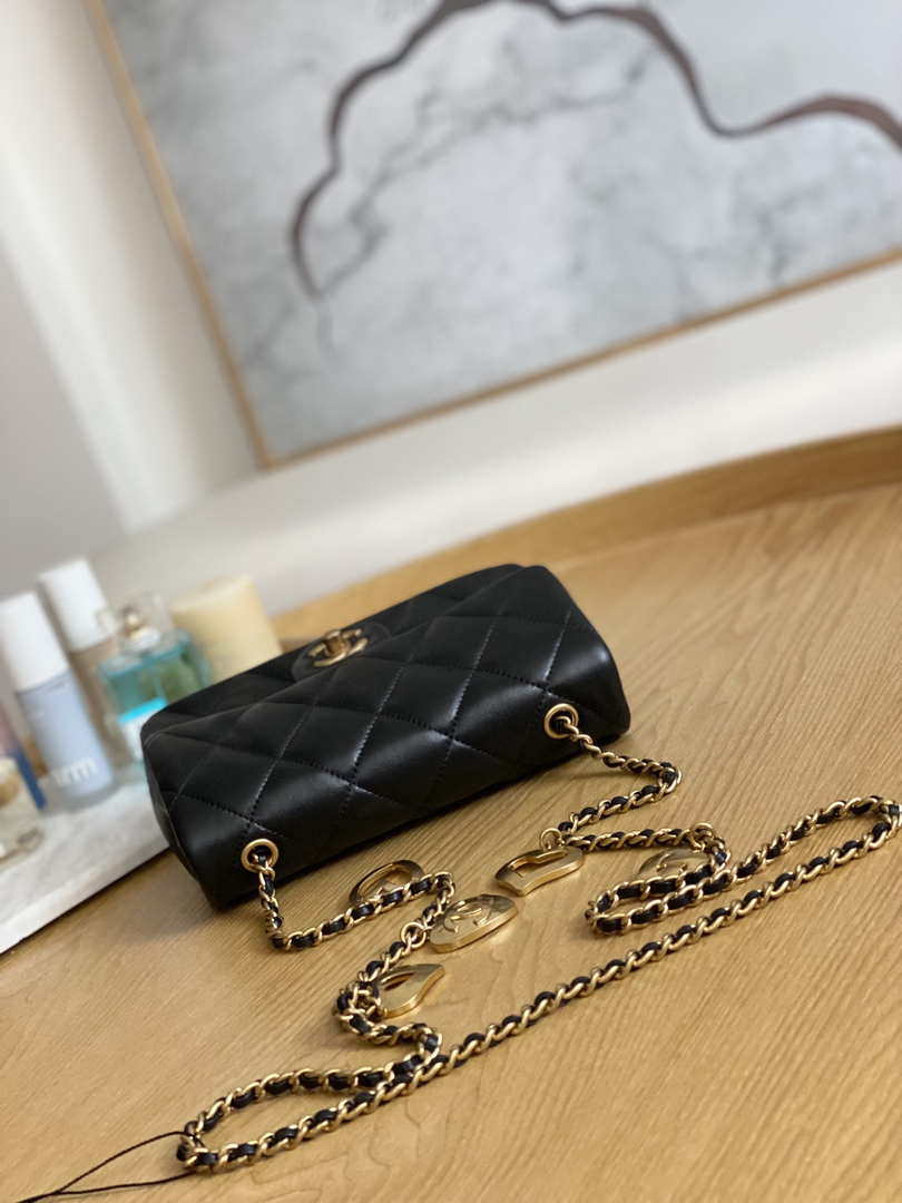 Chanel AS3457 Mini Flap Bag Lambskin & Gold-Tone Metal Black - Default Title - View 5
