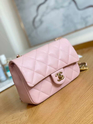 Chanel AS3457 Mini Flap Bag Lambskin & Gold-Tone Metal Pink - Default Title - View 3