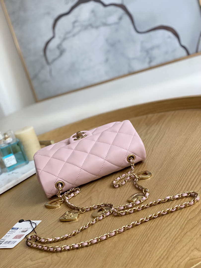 Chanel AS3457 Mini Flap Bag Lambskin & Gold-Tone Metal Pink