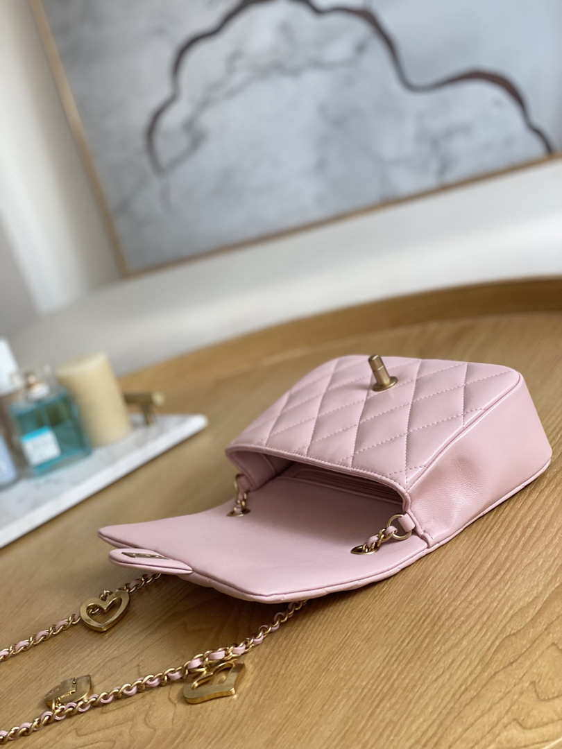 Chanel AS3457 Mini Flap Bag Lambskin & Gold-Tone Metal Pink