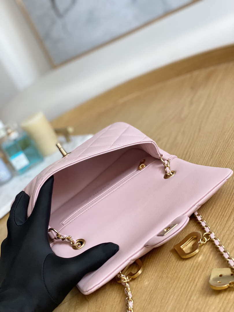 Chanel AS3457 Mini Flap Bag Lambskin & Gold-Tone Metal Pink