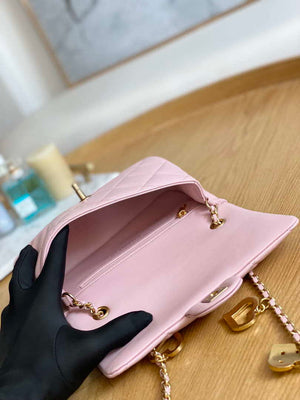 Chanel AS3457 Mini Flap Bag Lambskin & Gold-Tone Metal Pink - Default Title - View 9